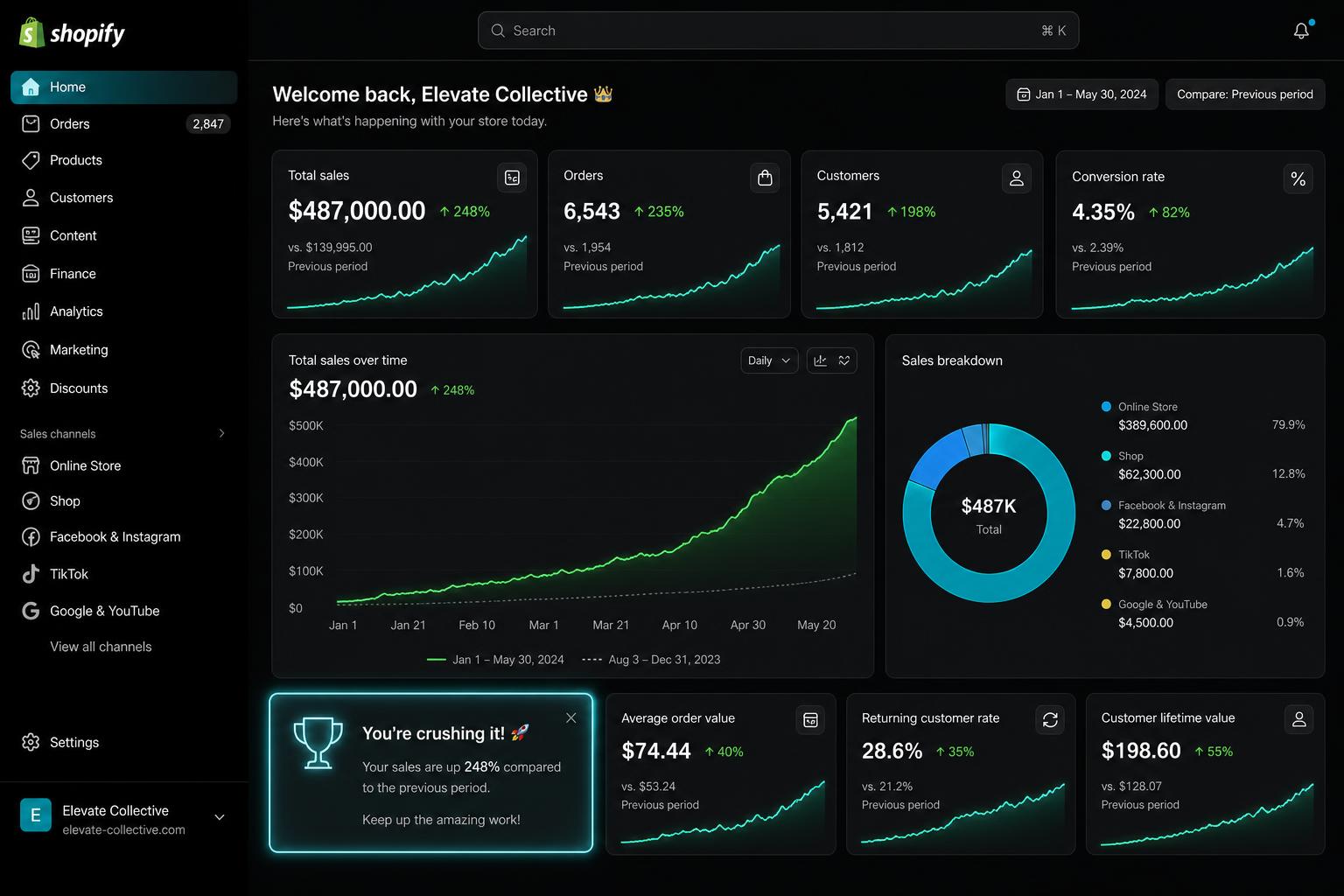 Elevate Collective performance dashboard